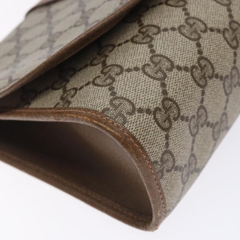 GUCCI GG Supreme Web Sherry Line Clutch Bag PVC Beige Gold 89 01 030 Auth 133273 - Picture 14 of 16